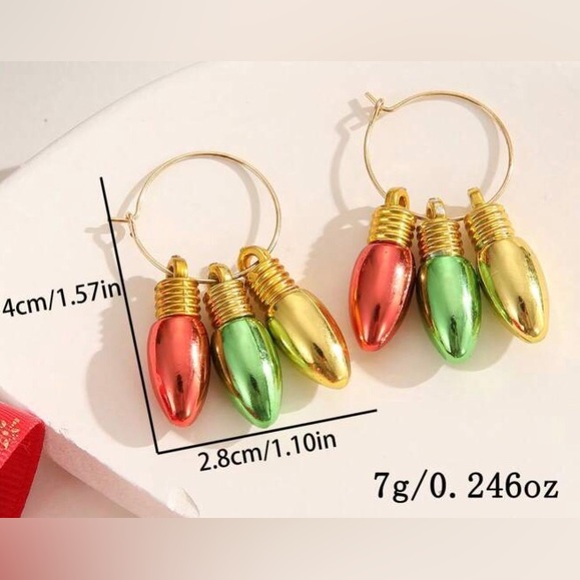 Christmas light hoop earrings - Picture 2 of 2